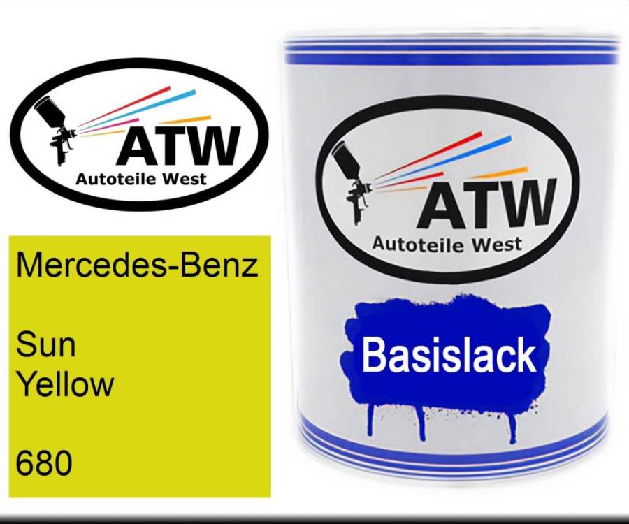 Mercedes-Benz, Sun Yellow, 680: 1L Lackdose, von ATW Autoteile West.